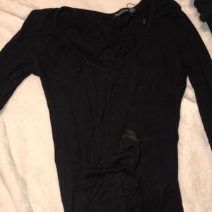 black v-neck bodysuit